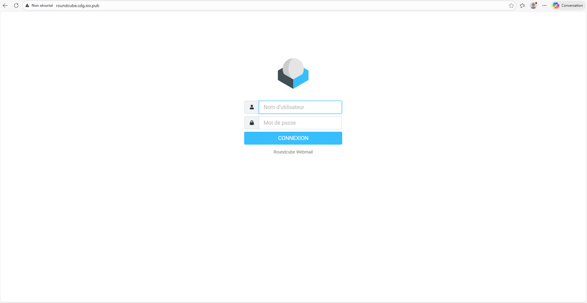 Page de connexion roundcube